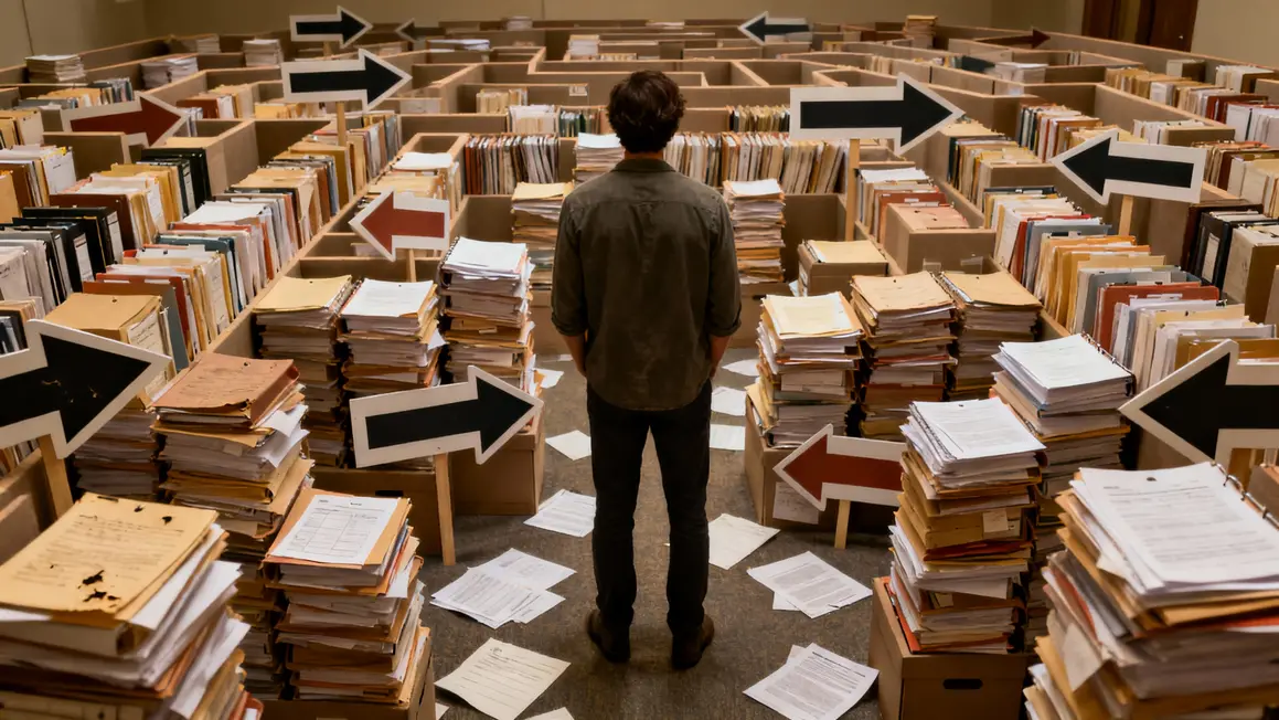 Personne dos labyrinthe dossiers, incertitude administrative