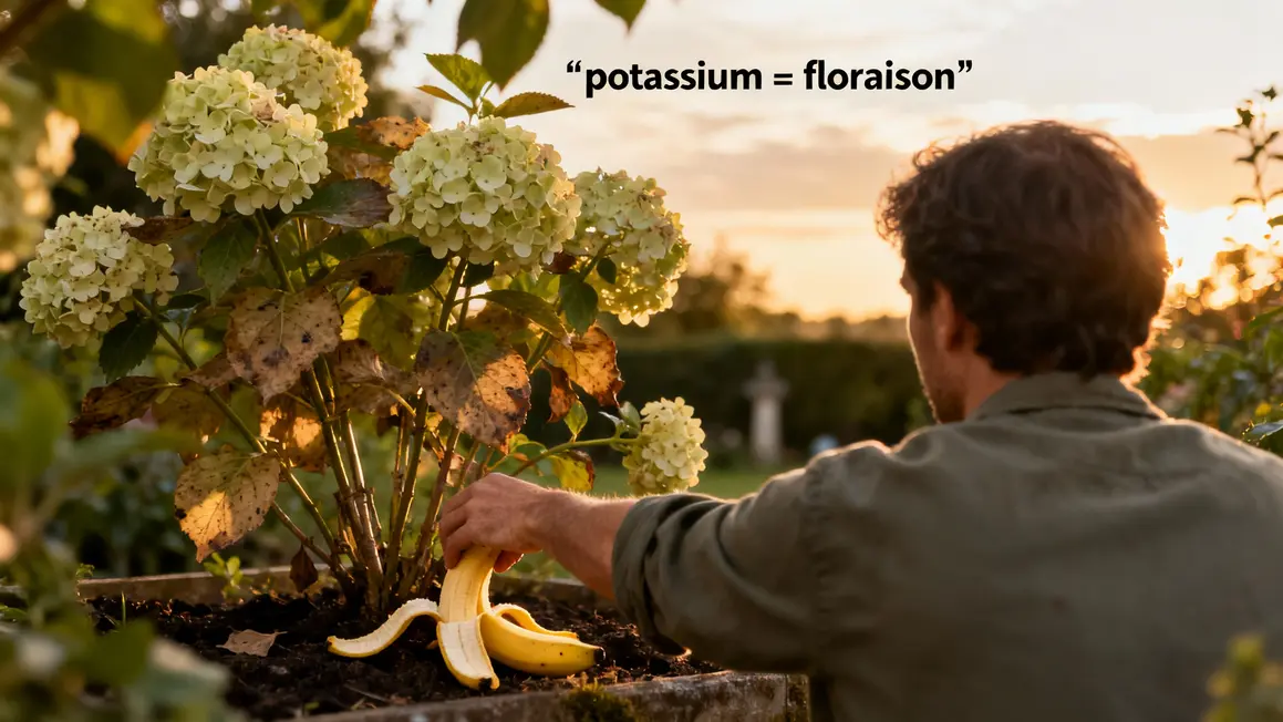 Hortensias ternes revitalises avec peaux de banane et potassium