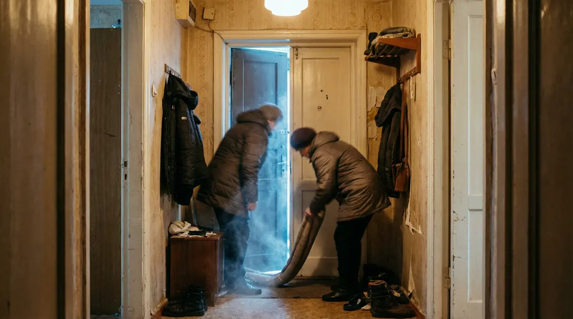 locataires installent boudin porte contre courant d'air