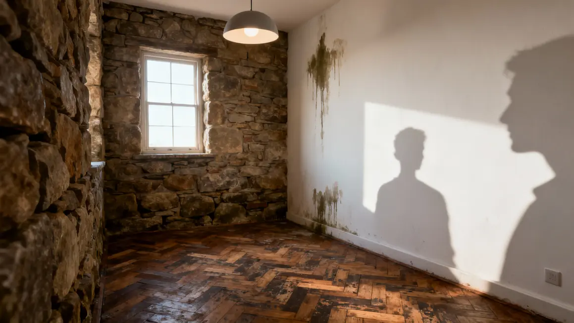Vue intérieure à Agen, pierre, parquet ancien, rénové