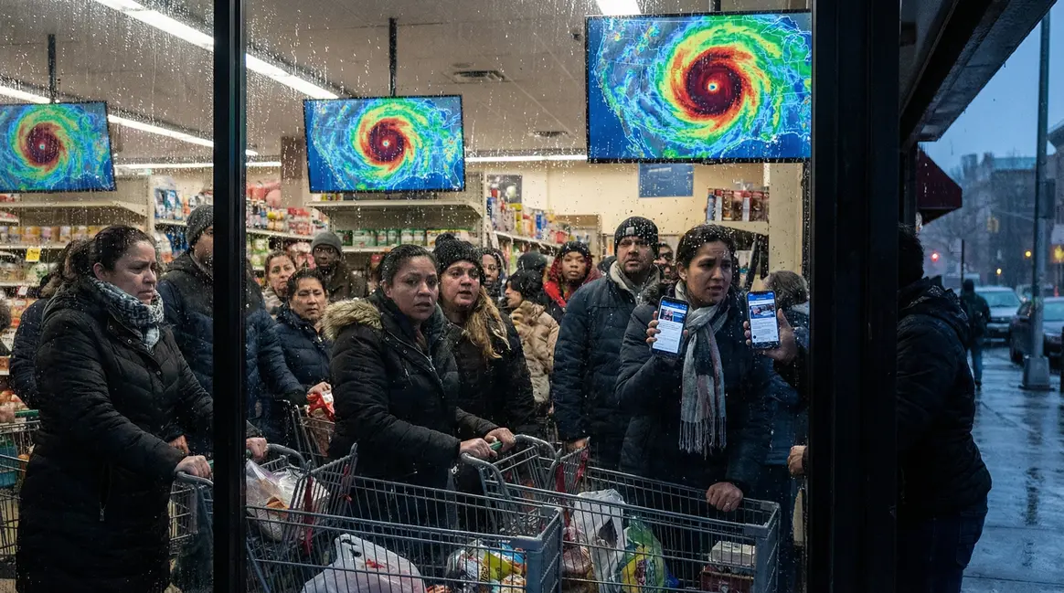 supermarché panique fausse carte météo tempête