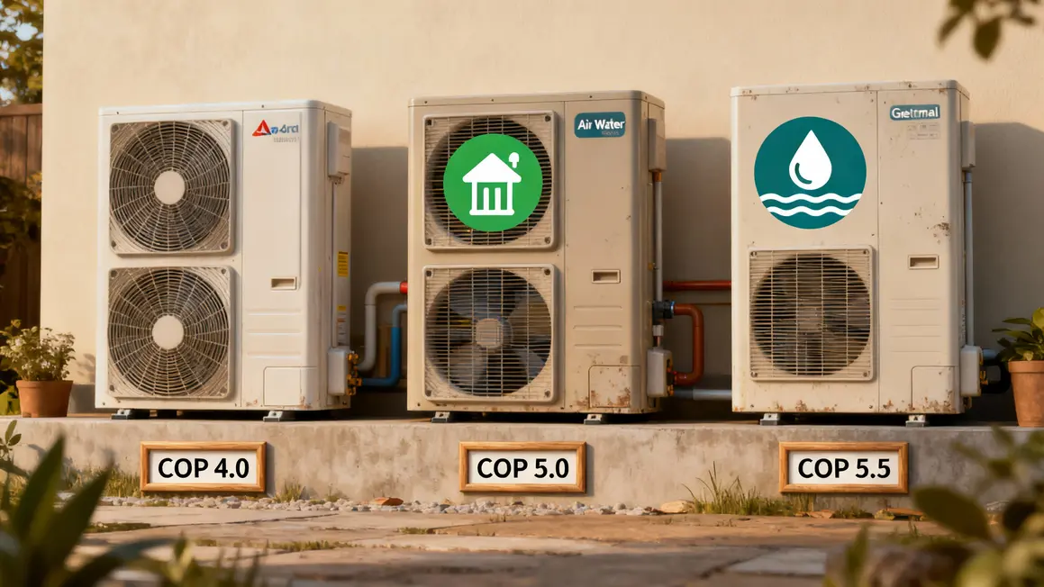 Types pompe à chaleur comparatif COP 130m2