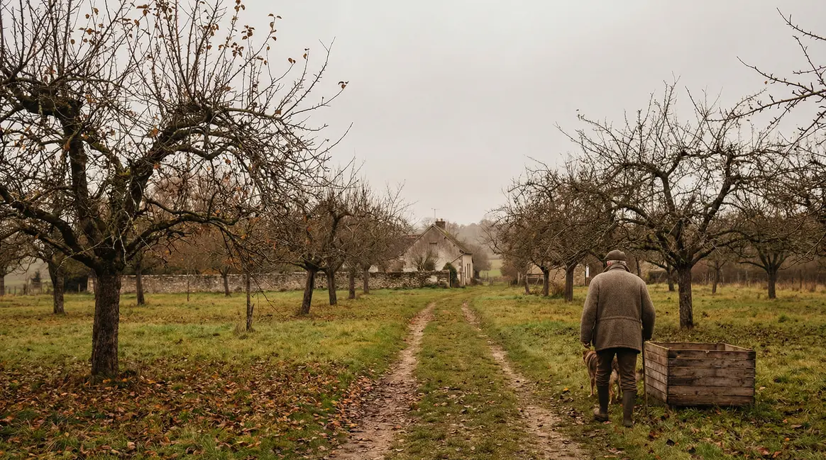 verger pommiers sans neige hiver doux france