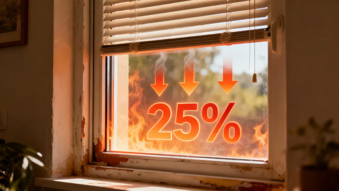 Fenêtre, volets fermés, pertes thermiques 25% infographie