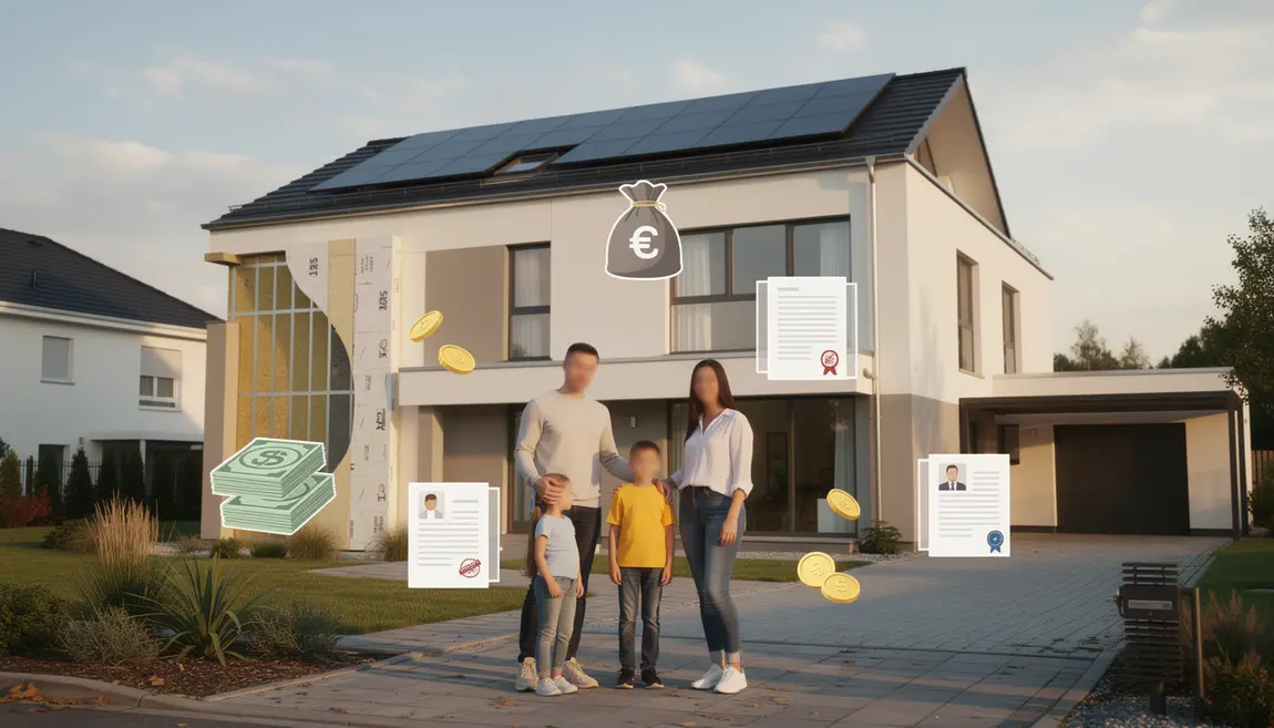 Famille devant maison aides financières 2025 panneaux solaires