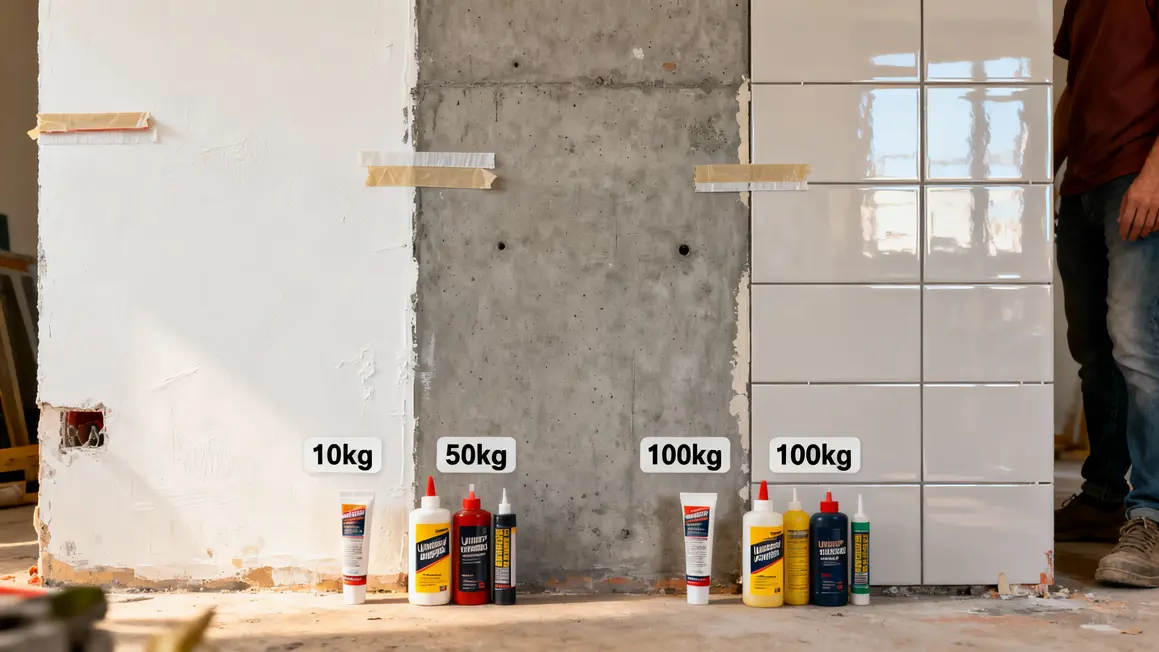 Comparatif fixations adhésives sur murs plâtre béton carrelage