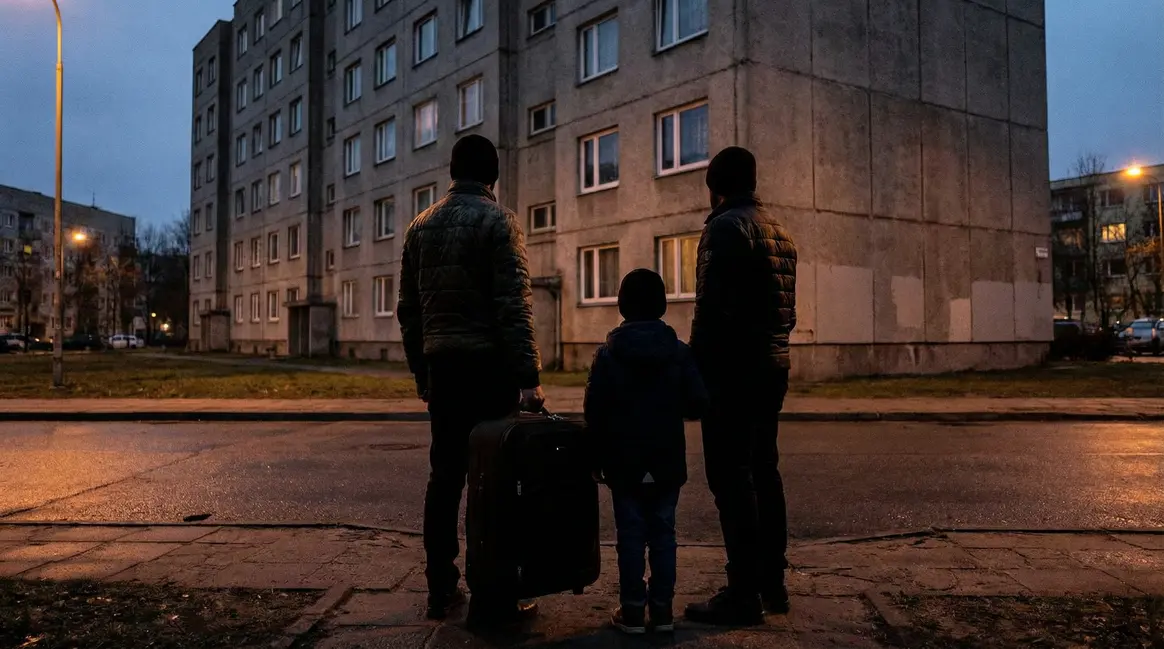 famille valise devant immeuble crise logement