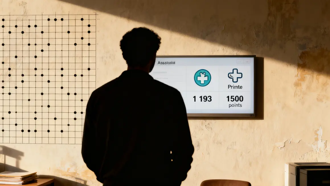 Salarié devant mur grille points santé prime Pact Arim Soliha