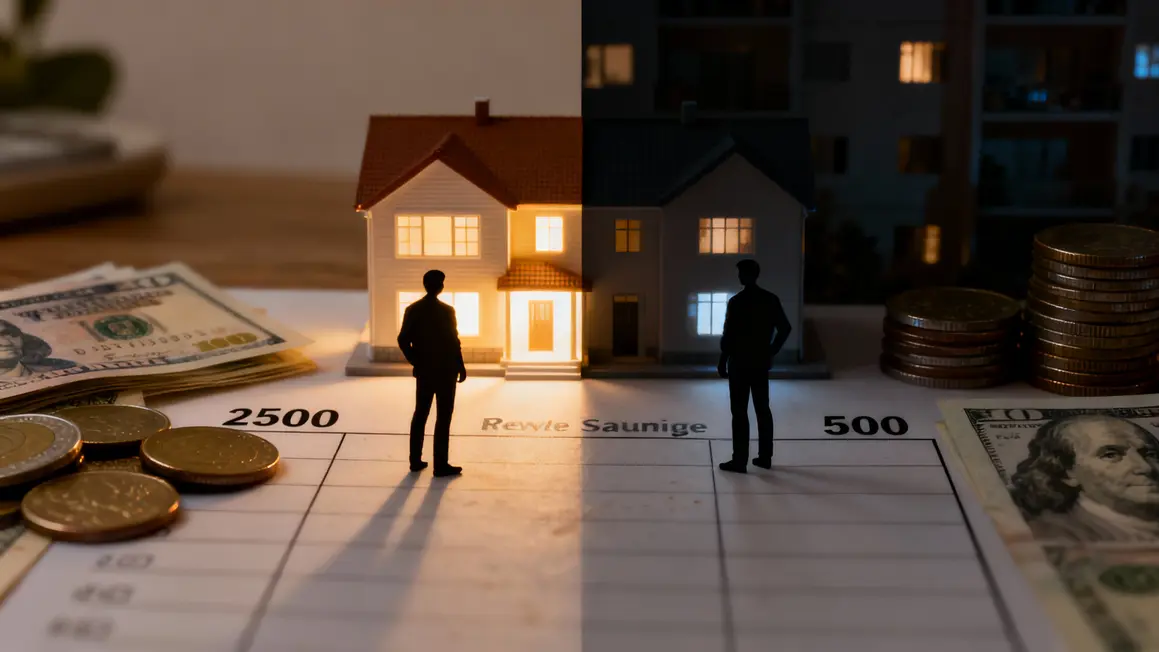 Tableau budget, seuil 2500 euros, deux silhouettes, épargne 500 euros