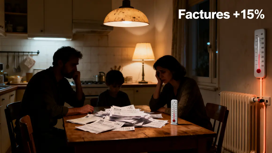 Famille préoccupée factures électricité hausse 15%