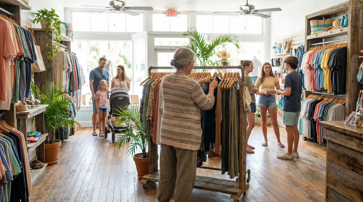 femme âgée travaillant dans un magasin en Floride