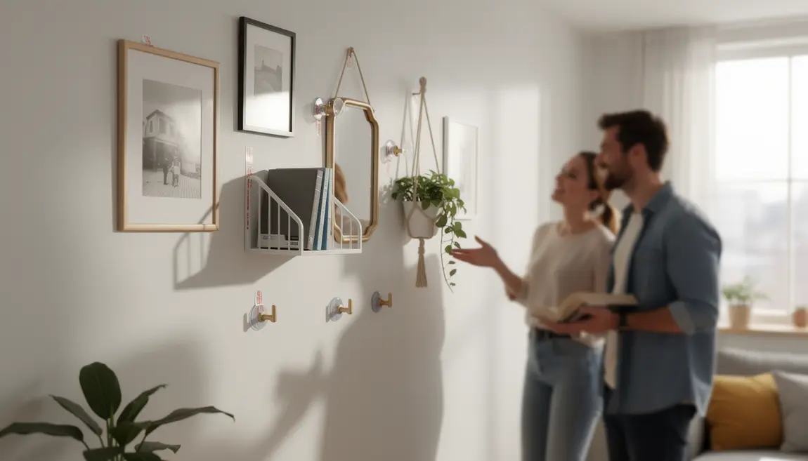 Mur sans trou avec objets lourds fixés sans percer