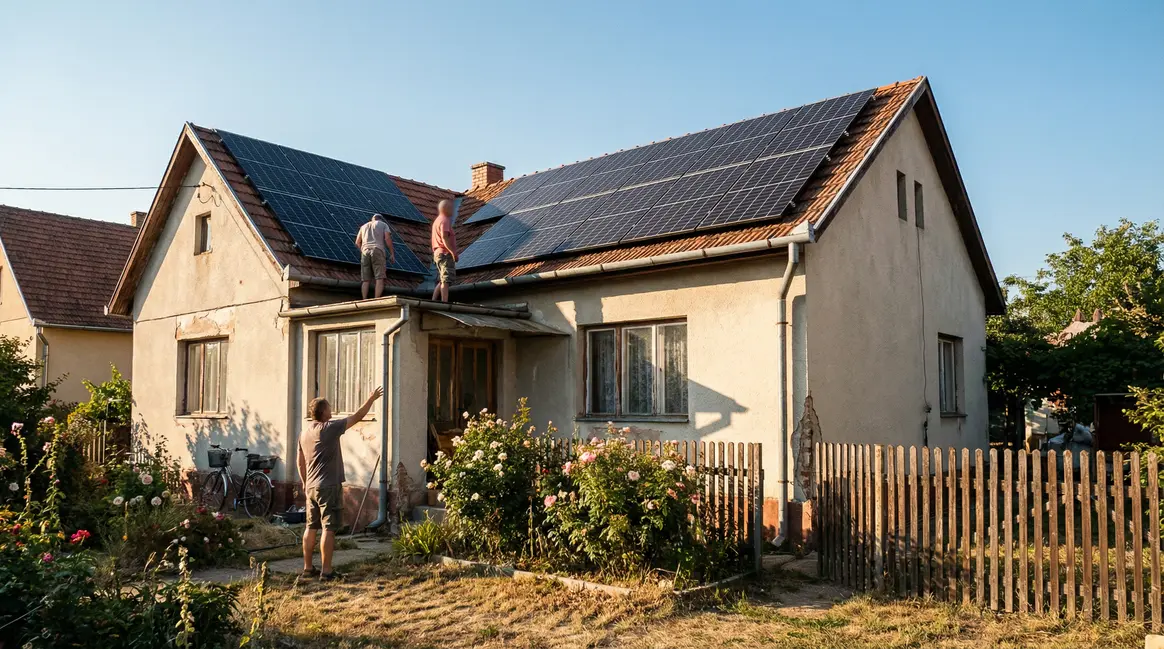 Maison avec panneaux solaires économie énergie soleil