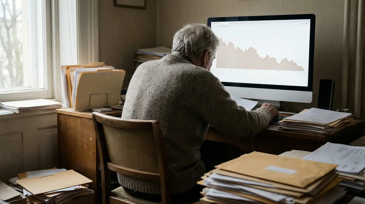 Personne agee devant ordinateur pension baisse