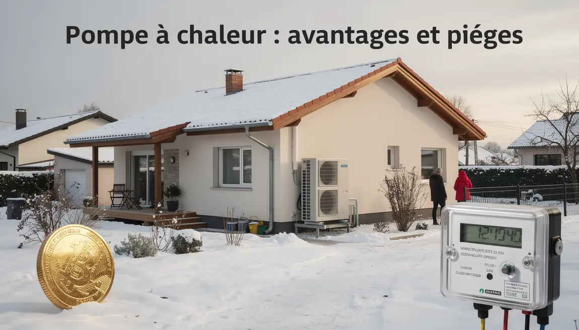 Pompe à chaleur installée extérieur maison familiale hiver