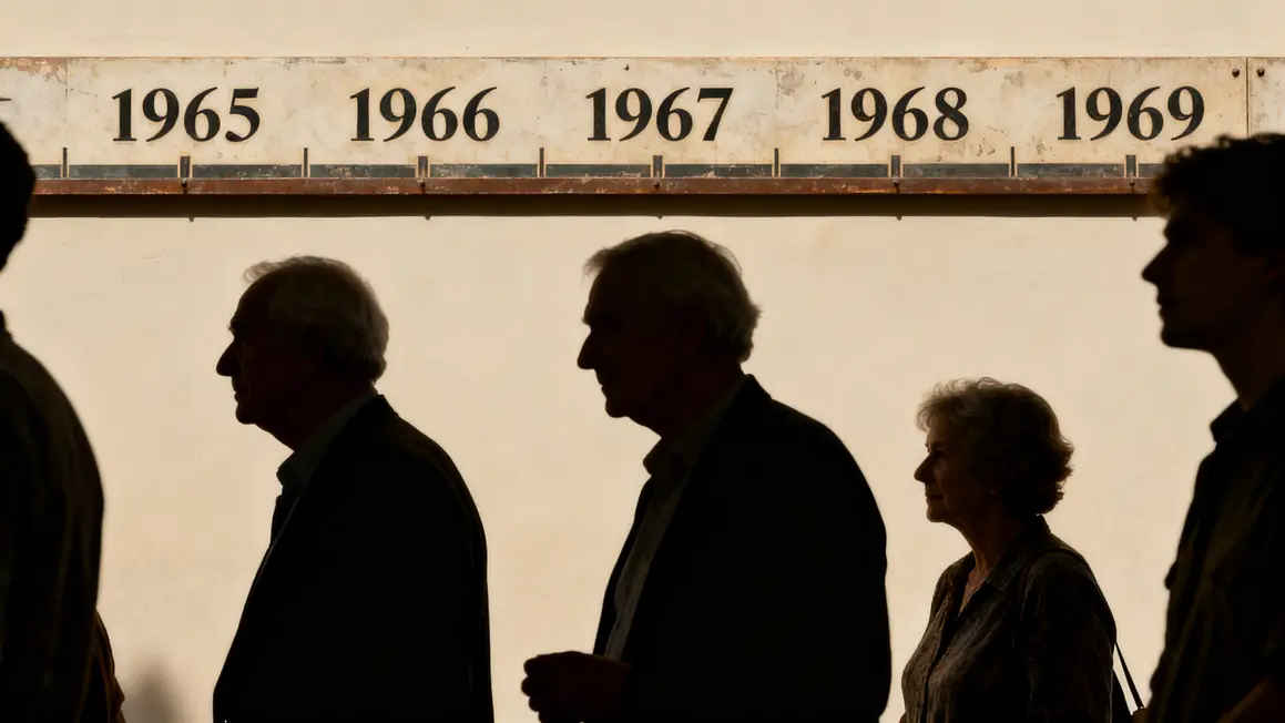 Silhouettes générations devant frise chronologique retraite