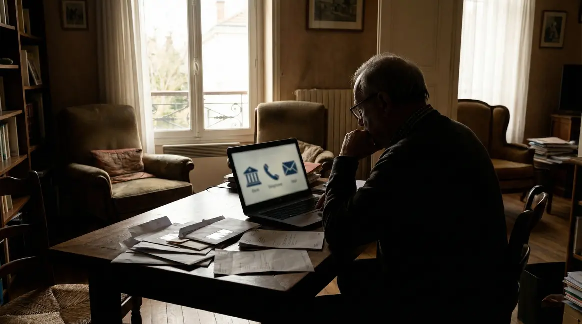 retraite devant ordinateur arnaque bancaire email téléphone