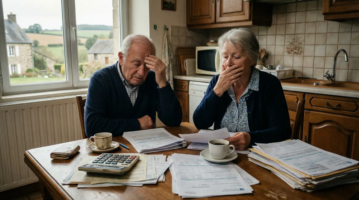 Couple de retraités français soucieux du budget impôt 2026