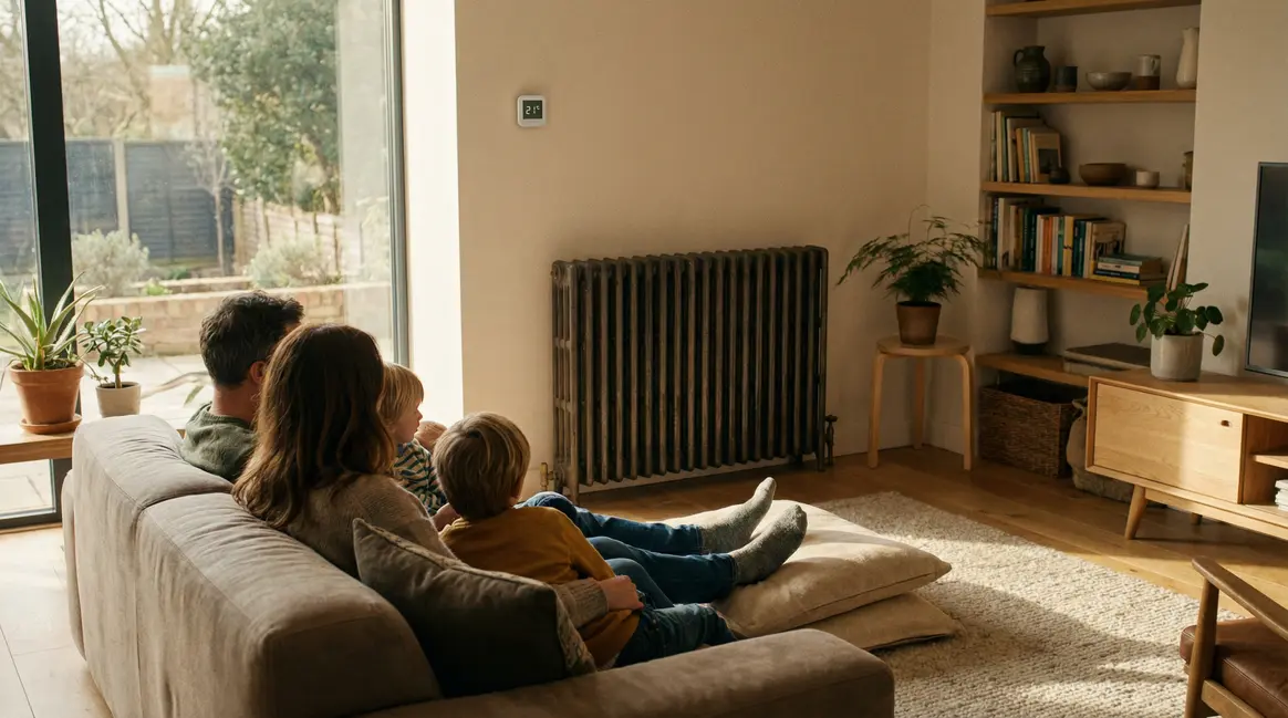 Salon moderne enfants adultes radiateur 19 degres