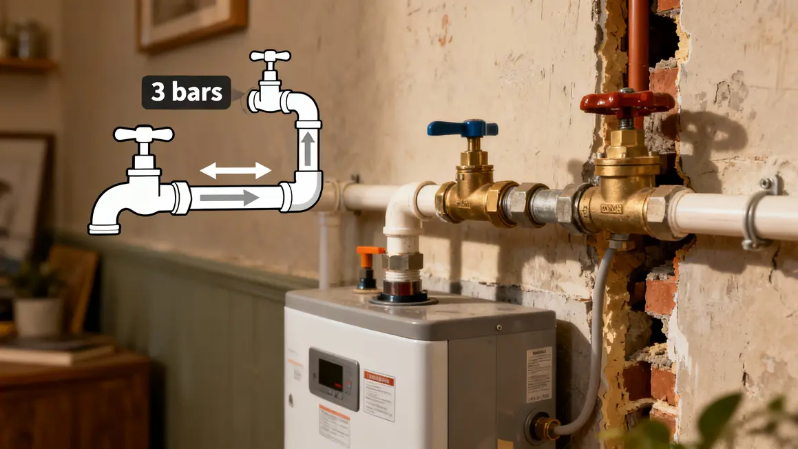 schéma pression eau debit 3 bars