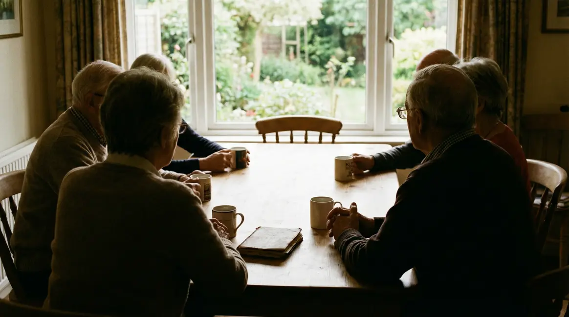 Seniors reunis partageant conseils autour table