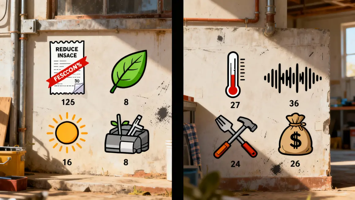 Avantages inconvénients pompe à chaleur air eau icônes chiffres