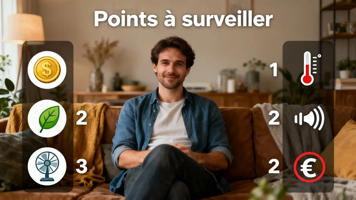 Tableau visuel points forts et faibles pompe à chaleur