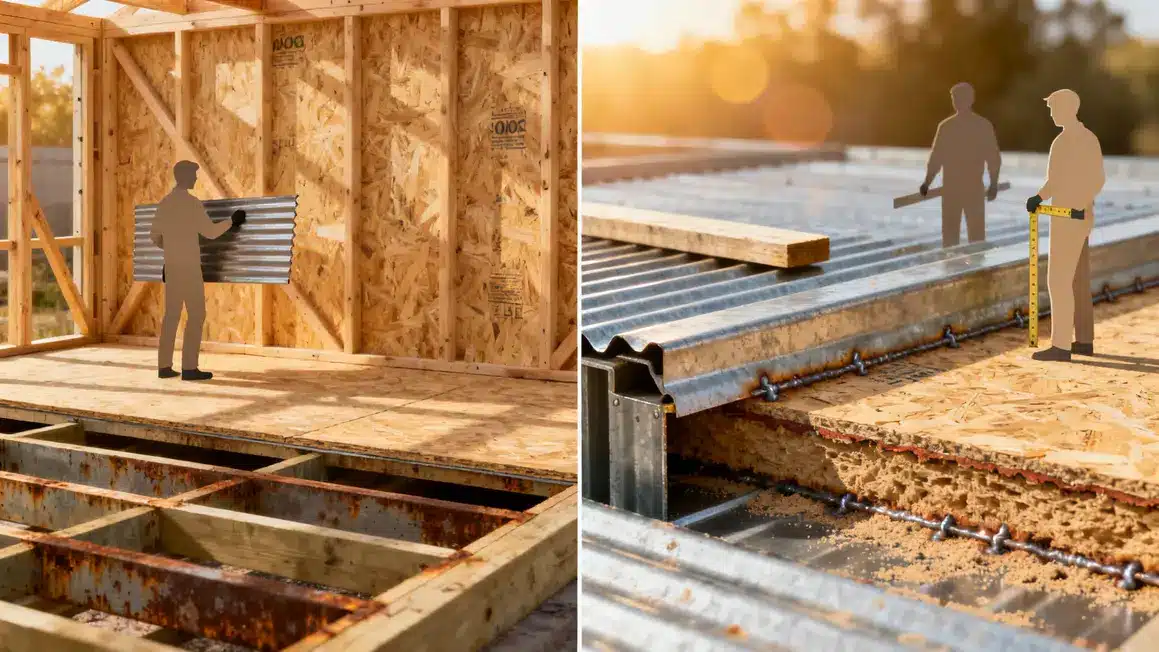 charpente bois et metallique pour toit plat