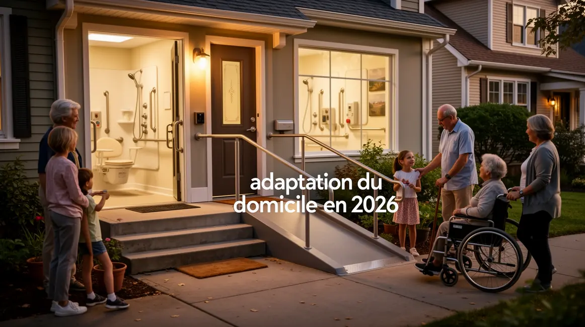 adaptation du domicile 2026 avec acces pmr, barres d'appui, salle de bain adaptee