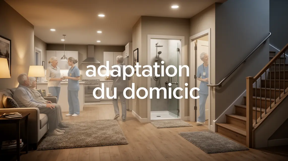 salon moderne adapté seniors avec douche accessible et sécurisation