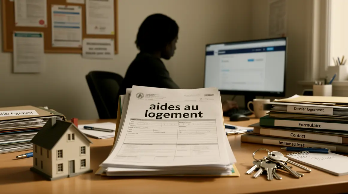 bureau administratif avec documents aides au logement