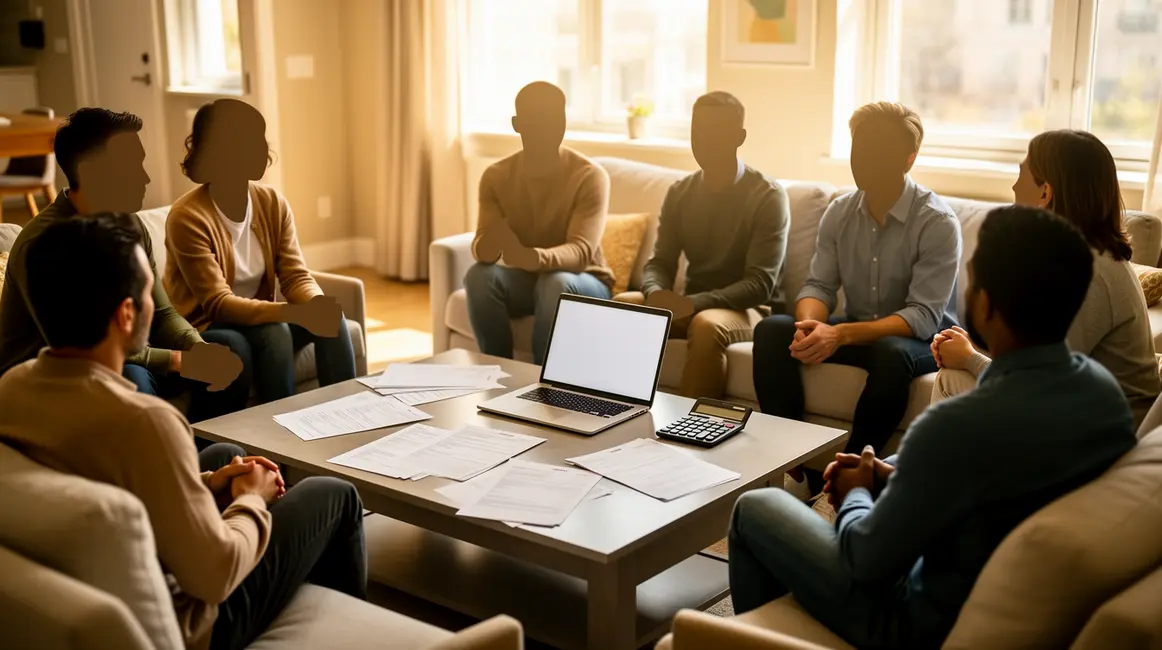 groupe personnes aides logement salon