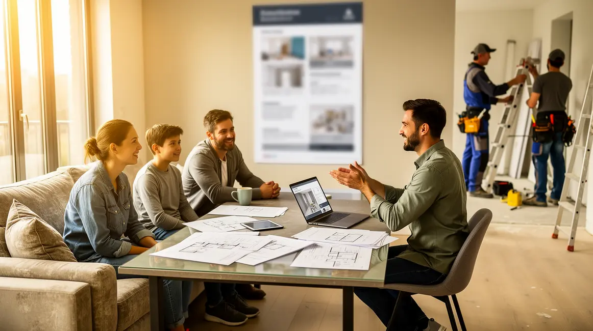 famille et conseiller discutent aides rénovation énergétique