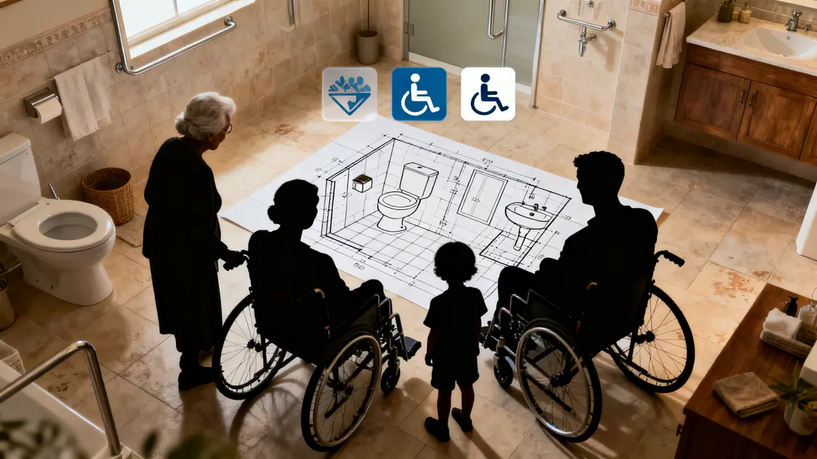 Discussion analyse besoins salle de bains adaptée accès handicap