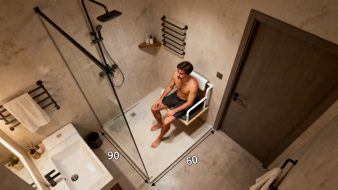 Salle de bains adaptée, douche italienne, meubles suspendus accessibilité
