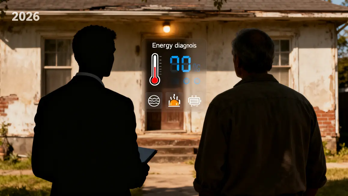 Conseiller et propriétaire tableau diagnostic aides rénovation énergétique 2026