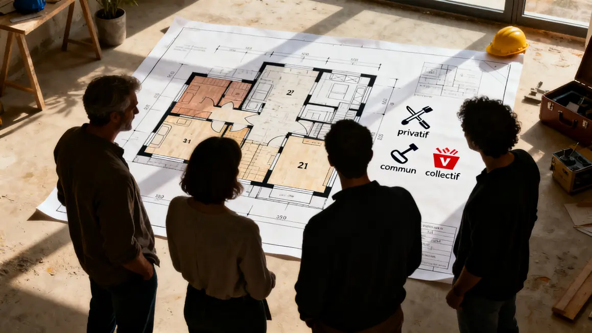 copropriete avec travaux distinction privatifs communs