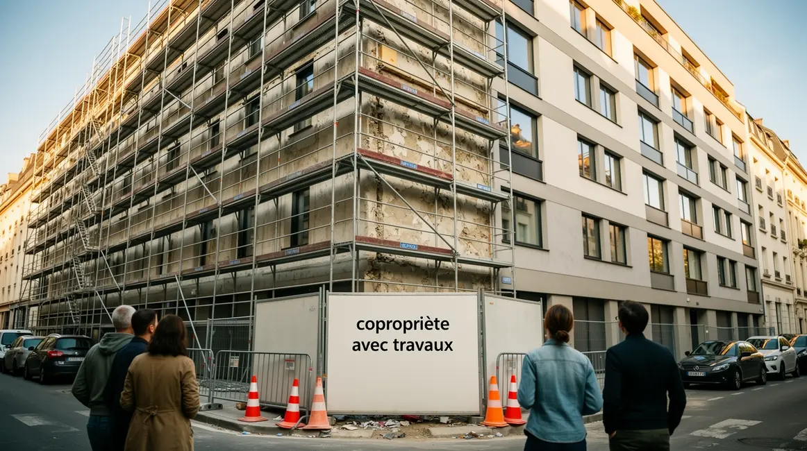 copropriete avec travaux immeuble moderne echafaudages