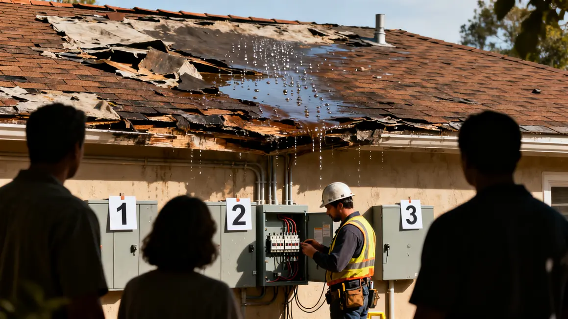 copropriete avec travaux toiture abimee electricien urgence