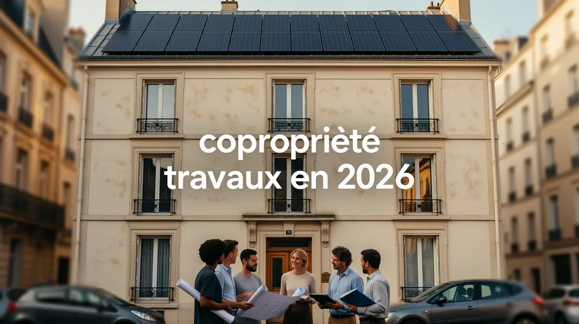 copropriete travaux en 2026 facade immeuble avec panneaux solaires