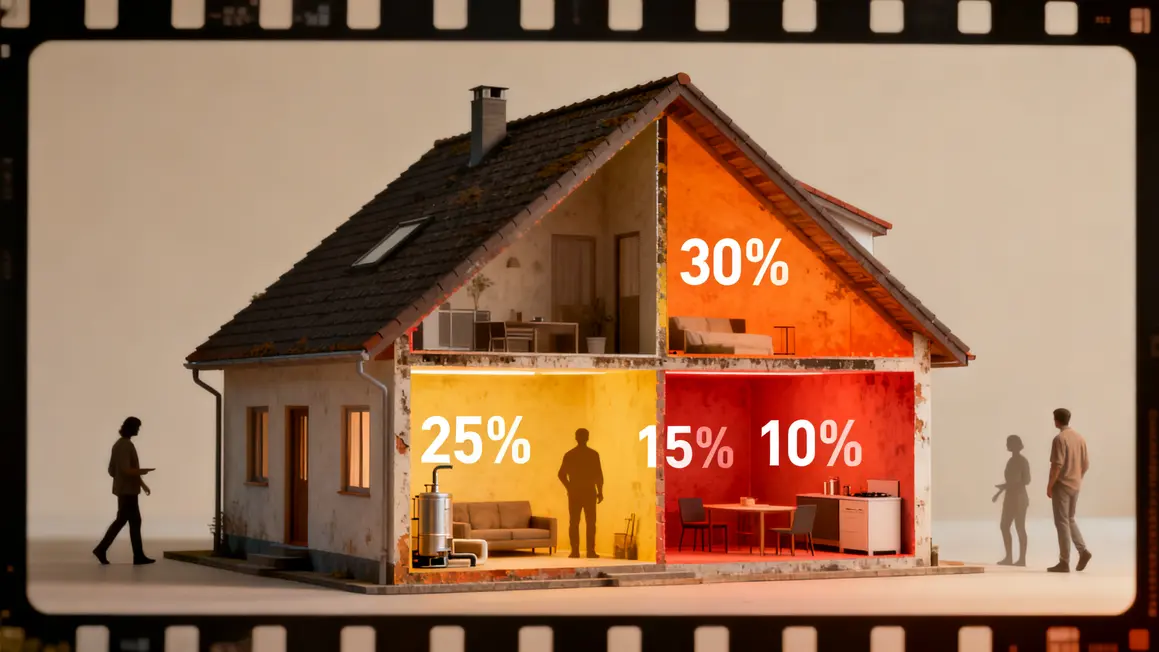 Schéma coupe pertes de chaleur priorités isolation