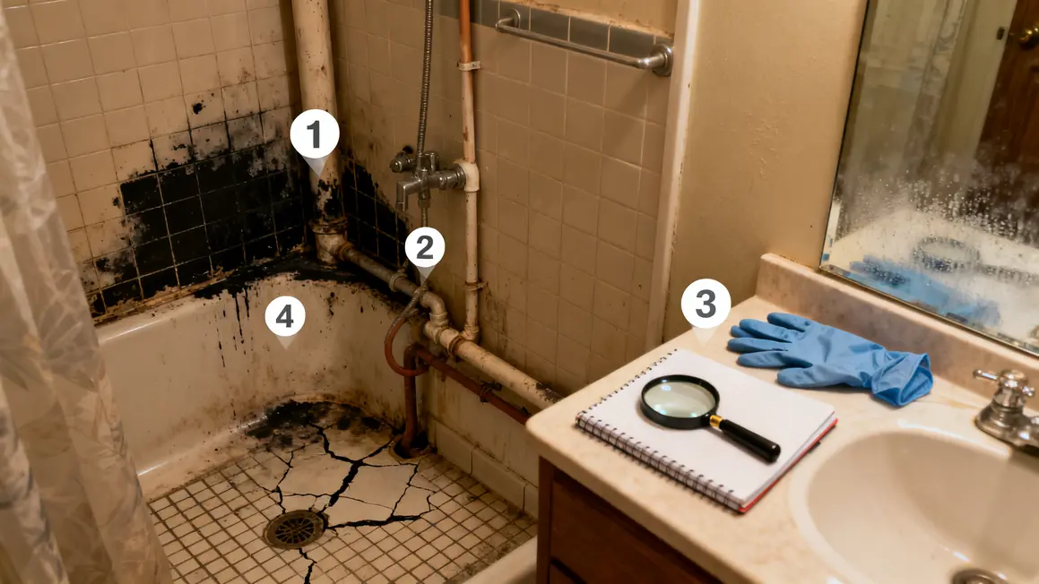 Inspection joints, ventilation, sol et plomberie salle de bains