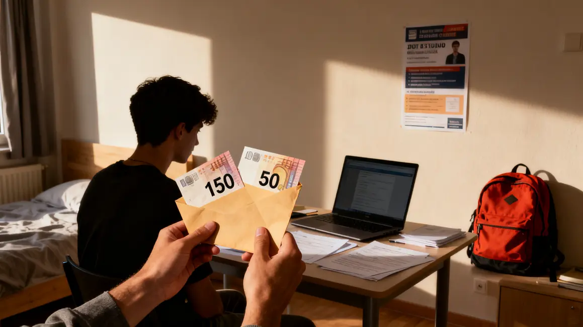 Jeune étudiant gère budget aides logement
