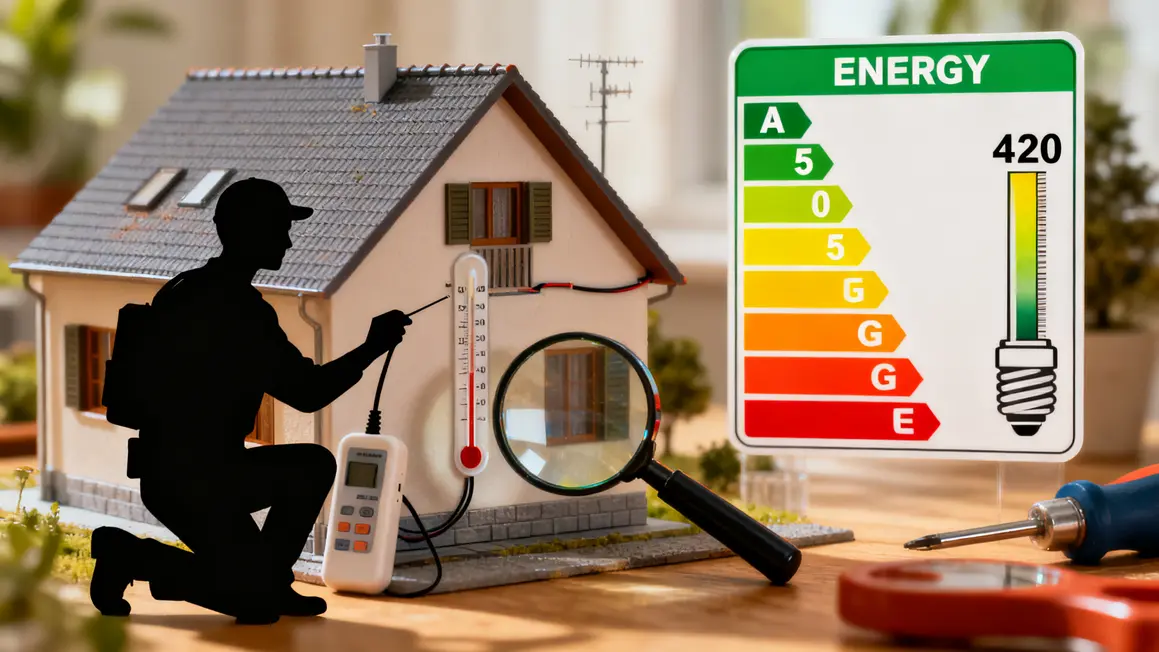 DPE passoire thermique étiquette, diagnostiqueur inspecte maison