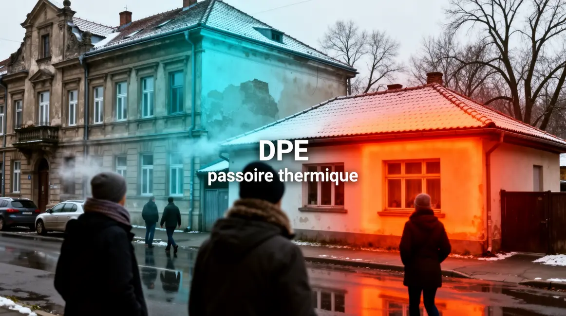 Vue DPE passoire thermique immeuble maison mal isolée