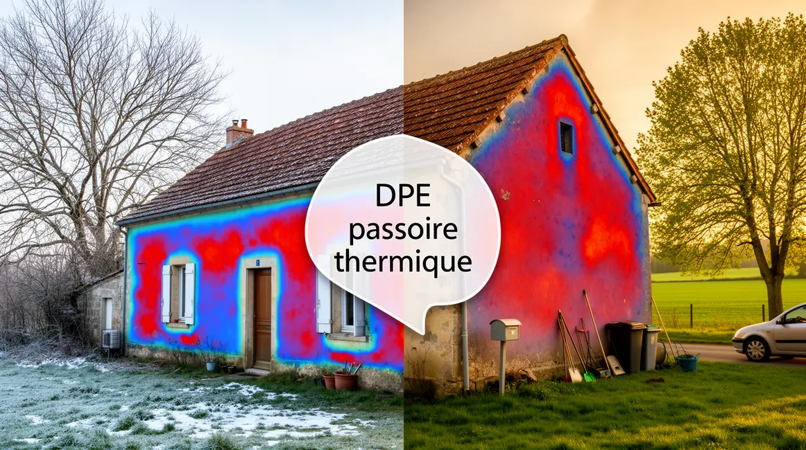 DPE passoire thermique illustration maison ancienne