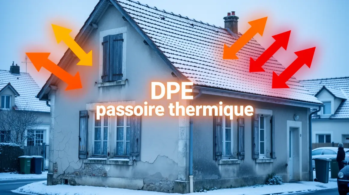 Vue maison ancienne DPE passoire thermique hiver
