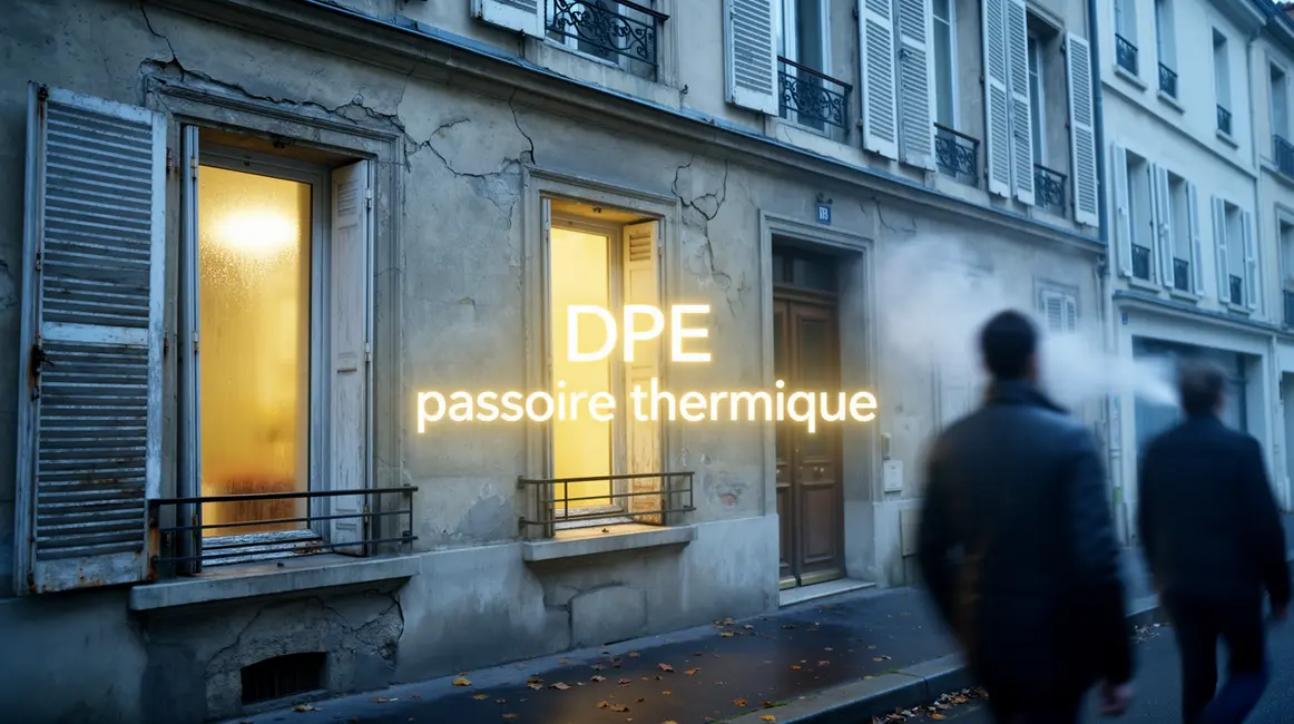 Facade maison passoire thermique DPE en ville française