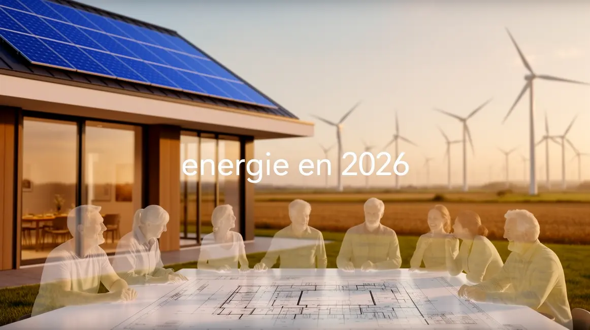 Maison moderne énergie 2026 panneaux solaires éoliennes