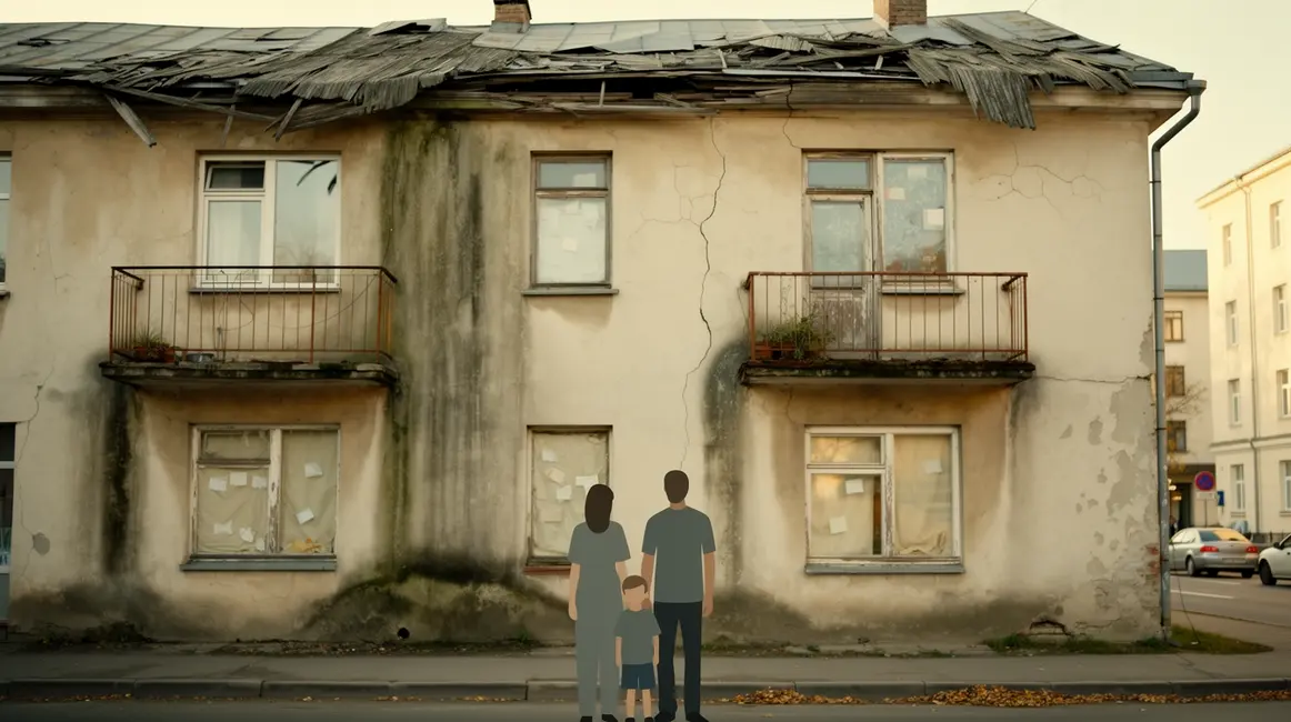 Façade immeuble délabrée habitat indigne